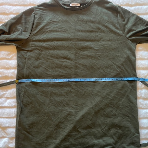 Zara Trafaluc olive green mini dress with tie wrap waist and bell sleeves - Picture 5 of 9